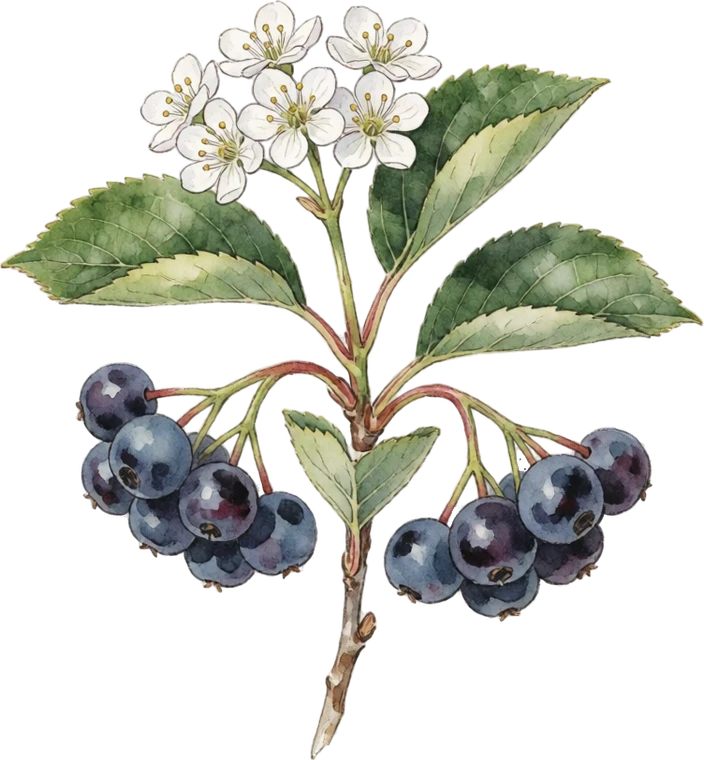 Botanical illustration of Aronia (Chokeberry) — Improved
