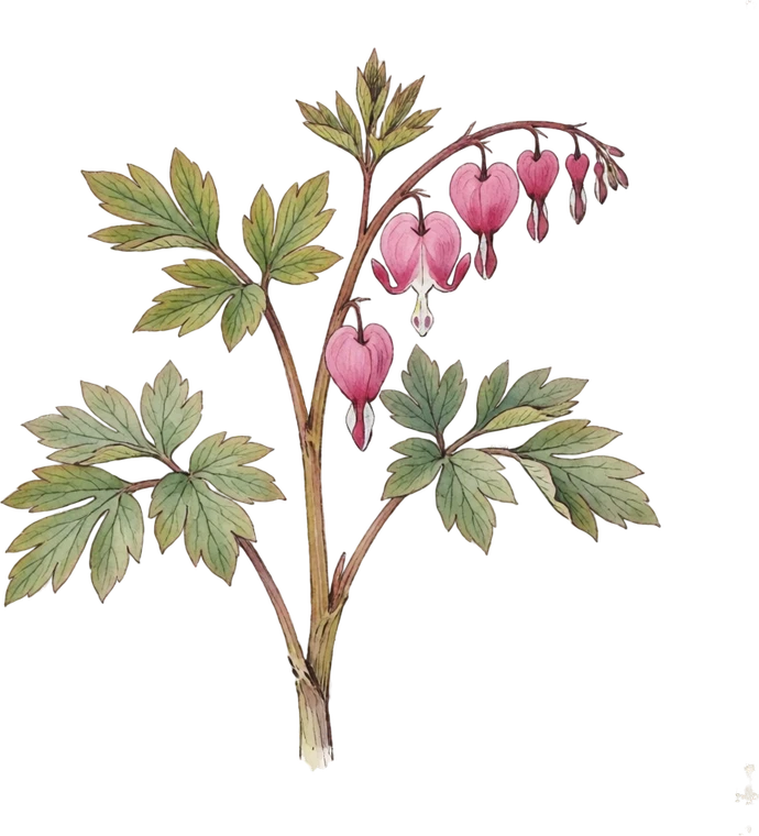 Botanical illustration of Bleeding Heart
