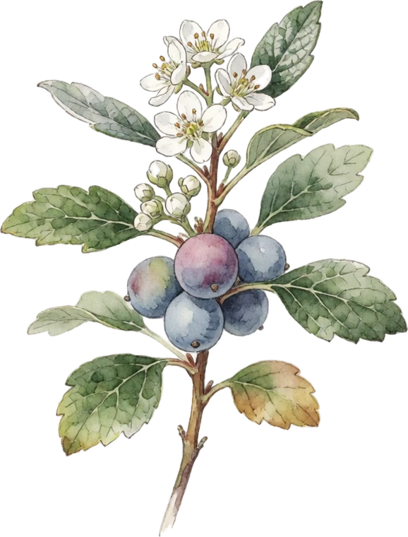 Botanical illustration of Silver Buffaloberry