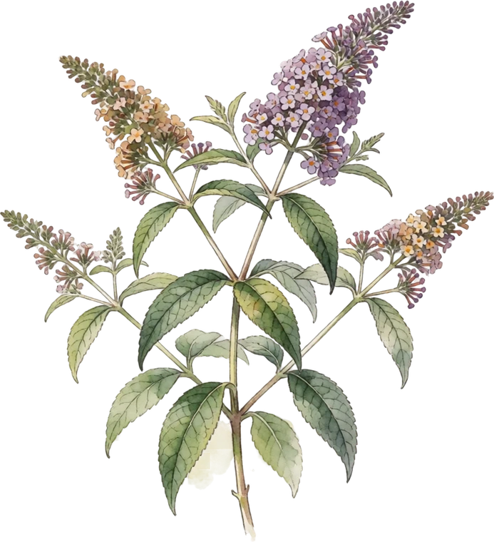Botanical illustration of Butterfly Bush
