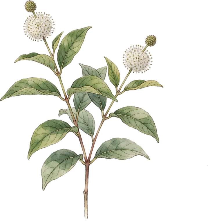 Botanical illustration of Buttonbush