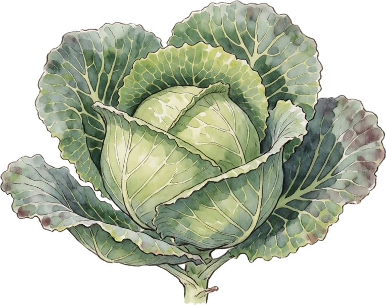 Botanical illustration of Cabbage