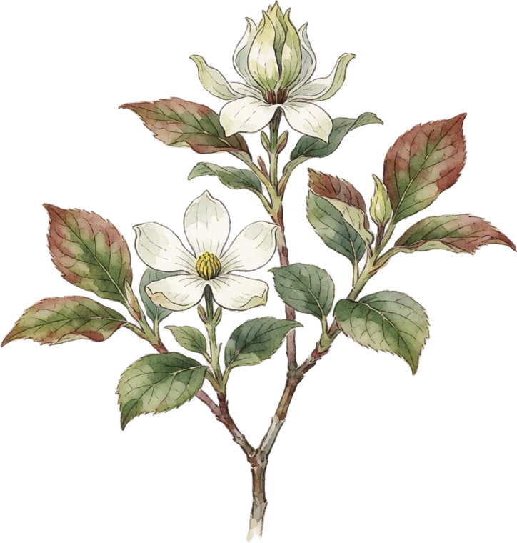 Botanical illustration of Fothergilla
