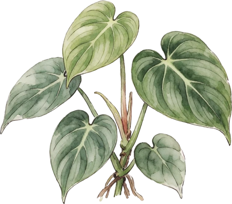 Botanical illustration of Heartleaf Philodendron