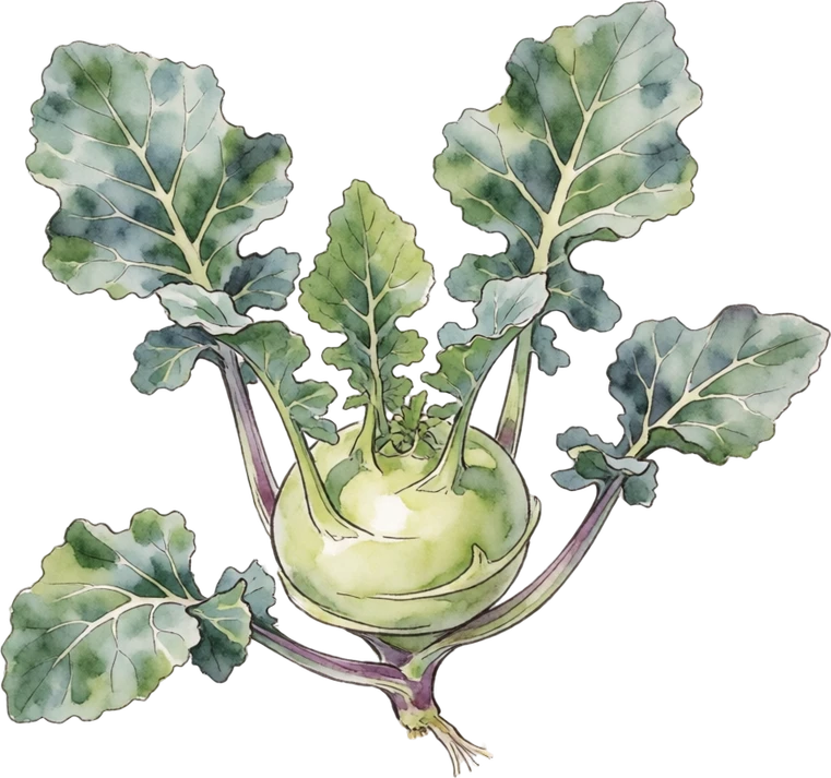 Botanical illustration of Kohlrabi