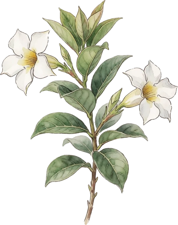 Botanical illustration of Mandevilla
