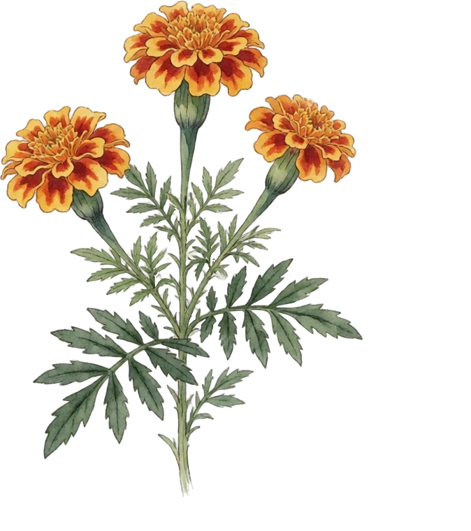 Botanical illustration of Marigold