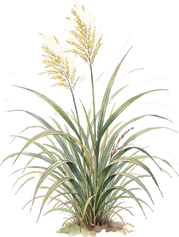 Botanical illustration of Maiden Grass