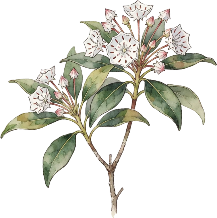 Botanical illustration of Mountain Laurel