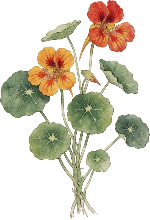 Botanical illustration of Nasturtium
