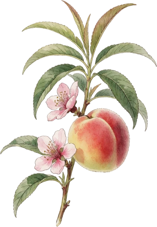 Botanical illustration of Peach