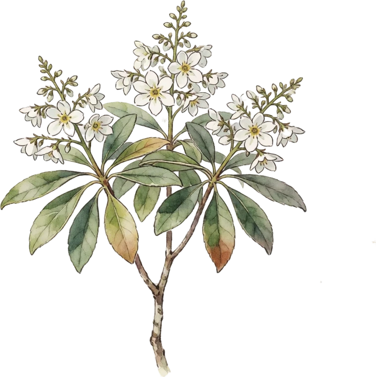 Botanical illustration of Pieris (Andromeda)