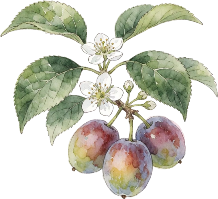 Botanical illustration of Pluot