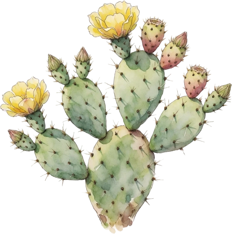 Botanical illustration of Prickly Pear