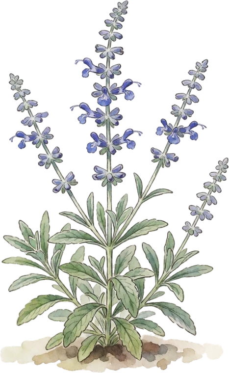 Botanical illustration of Russian Sage