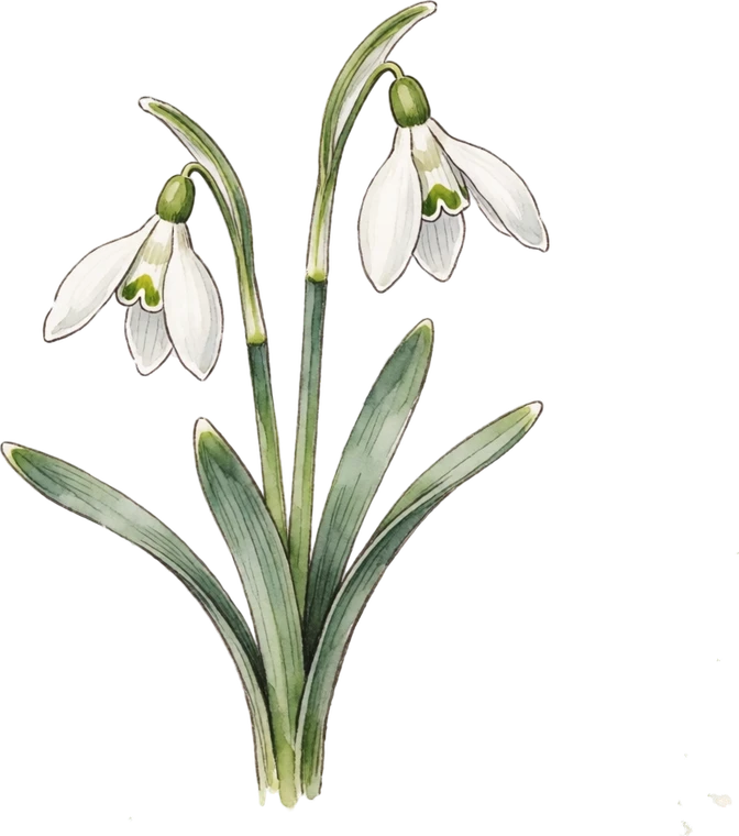 Botanical illustration of Snowdrop