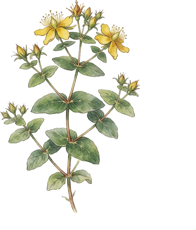 Botanical illustration of St. John's Wort