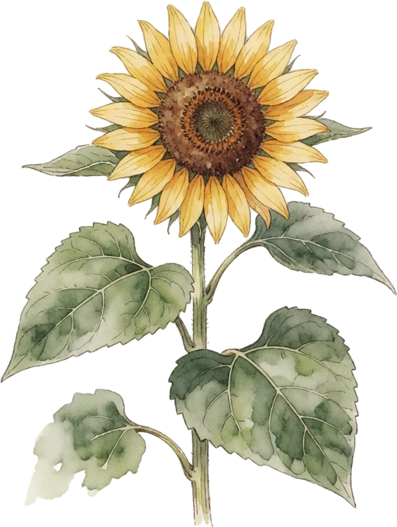 Botanical illustration of Sunflower