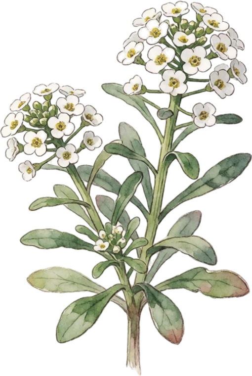 Botanical illustration of Sweet Alyssum