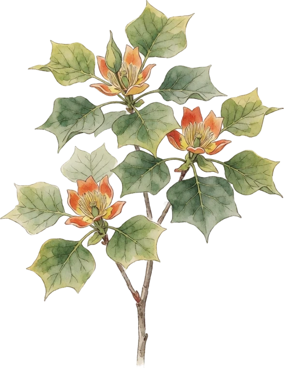 Botanical illustration of Tulip Poplar