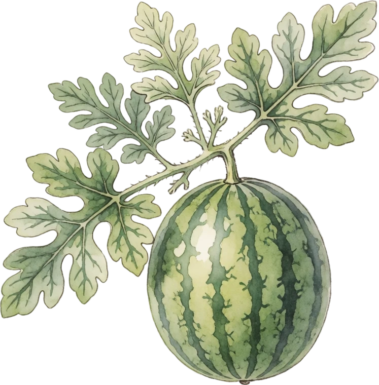 Botanical illustration of Watermelon
