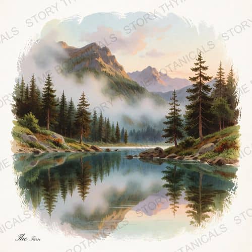 Mountain Lake — Little Landscapes print on a white ground