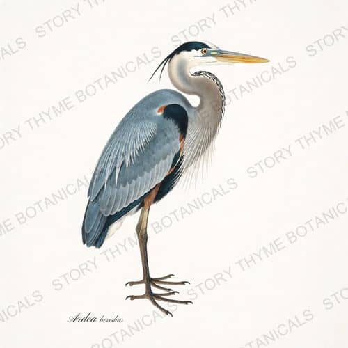 Great Blue Heron — The Marsh print on a white ground