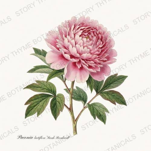 Sarah Bernhardt — Peonies print on a white ground