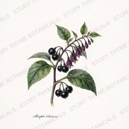 Belladonna — Poisonous Plants print on a white ground