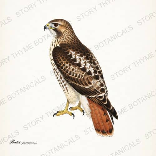Red Tailed Hawk — Birds of Prey print on a white ground
