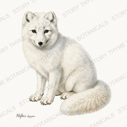 Arctic Fox — Winter Lodge print on a white ground