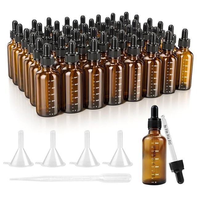 Amber Dropper Bottles, 2 oz (48)