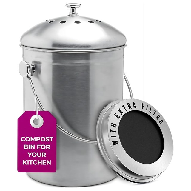 Stainless Compost Caddy, 1.3 Gal