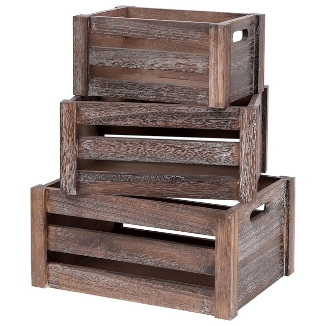 Nesting Wood Crates, Set of 3