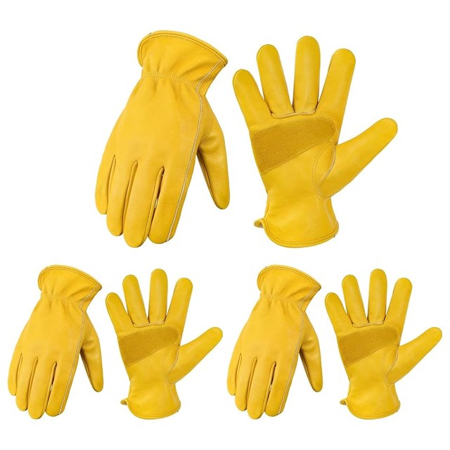 Leather Work Gloves, 3-Pack